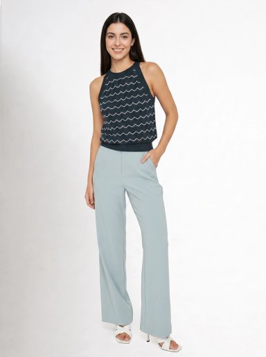 PANTALÓN MUJER NICOPOLY CELESTE PIERNA ANCHA - 2