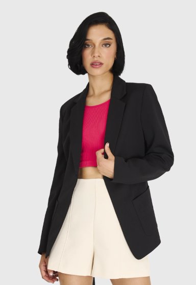 BLAZER MUJER NICOPOLY NEGRO LAZO DELANTERO - 1