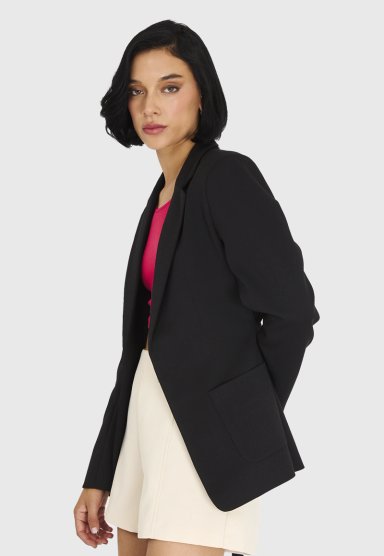 BLAZER MUJER NICOPOLY NEGRO LAZO DELANTERO - 3
