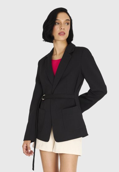 BLAZER MUJER NICOPOLY NEGRO LAZO DELANTERO - 5