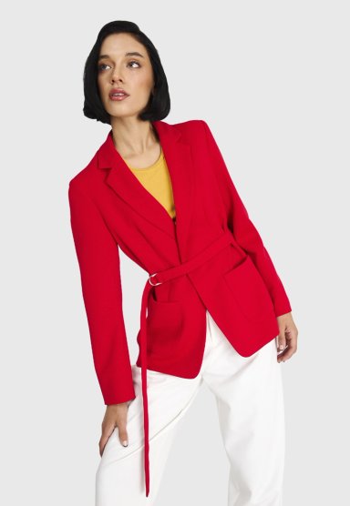 BLAZER MUJER NICOPOLY ROJO LAZO DELANTERO - 1