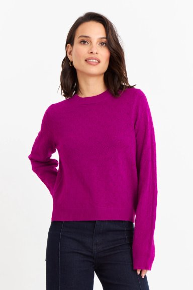 SWEATER MUJER NICOPOLY MAGENTA BÁSICO CUELLO REDONDO - 1