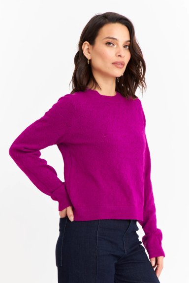 SWEATER MUJER NICOPOLY MAGENTA BÁSICO CUELLO REDONDO - 3
