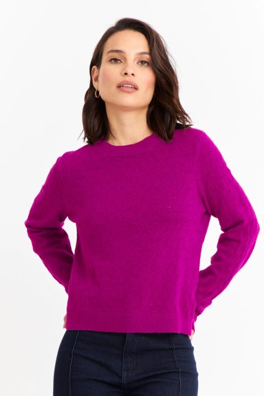 SWEATER MUJER NICOPOLY MAGENTA BÁSICO CUELLO REDONDO - 5