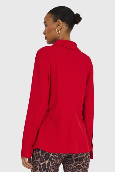 CAMISA MUJER NICOPOLY ROJO PLIEGUES CINTURA - 4