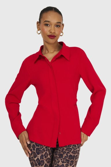 CAMISA MUJER NICOPOLY ROJO PLIEGUES CINTURA - 5