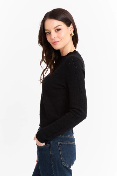 SWEATER MUJER NICOPOLY NEGRO BÁSICO CUELLO REDONDO - 3
