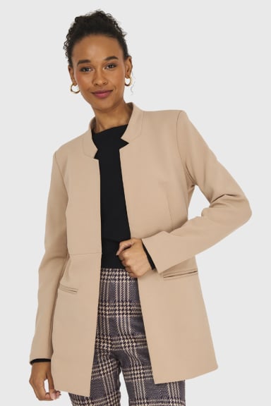 BLAZER MUJER NICOPOLY KHAKI CUELLO MAO - 1