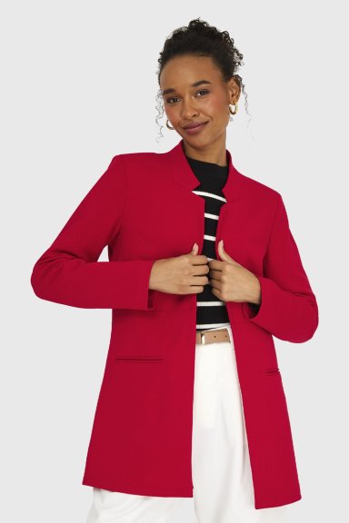 BLAZER MUJER NICOPOLY ROJO CUELLO MAO - 1