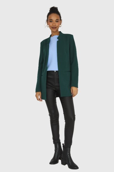 BLAZER MUJER NICOPOLY VERDE OSCURO CUELLO MAO - 2