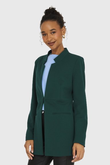 BLAZER MUJER NICOPOLY VERDE OSCURO CUELLO MAO - 3