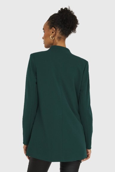 BLAZER MUJER NICOPOLY VERDE OSCURO CUELLO MAO - 4