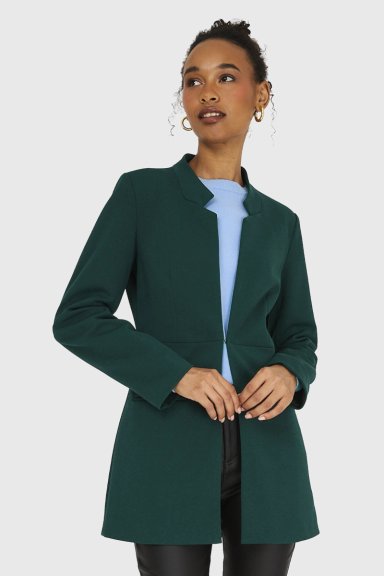 BLAZER MUJER NICOPOLY VERDE OSCURO CUELLO MAO - 5
