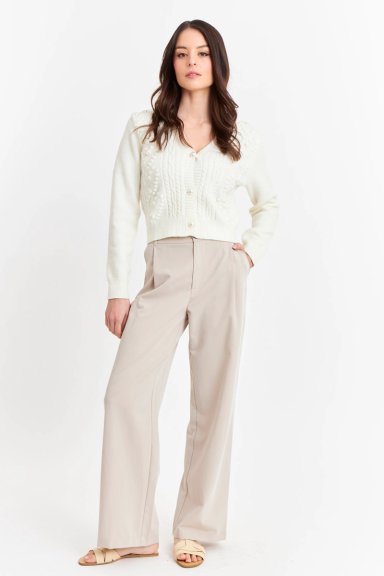 CÁRDIGAN MUJER NICOPOLY BLANCO INVIERNO CROP PERLAS - 2