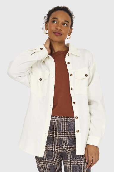 SOBRECAMISA ALGODÓN MUJER NICOPOLY BLANCO INVIERNO COTELÉ - 1