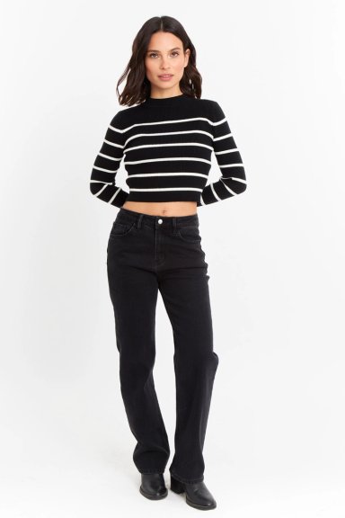 SWEATER MUJER NICOPOLY NEGRO RAYAS - 2
