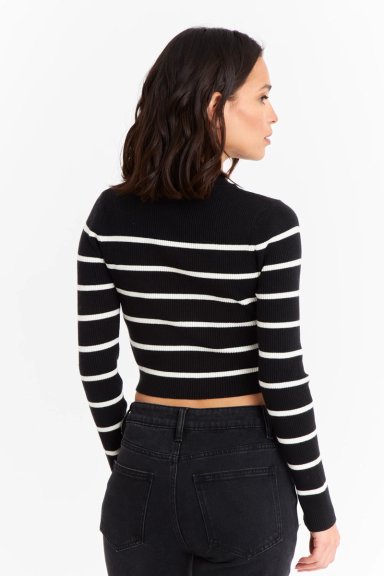 SWEATER MUJER NICOPOLY NEGRO RAYAS - 4