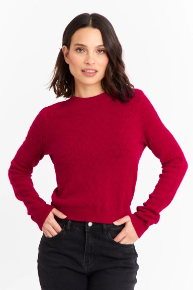 SWEATER MUJER NICOPOLY ROJO BÁSICO CUELLO REDONDO - 1