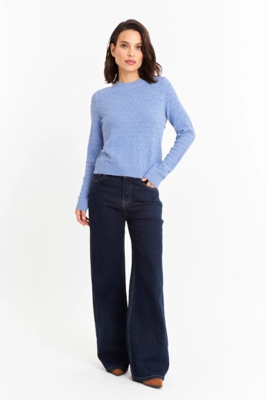 SWEATER MUJER NICOPOLY CELESTE BÁSICO CUELLO REDONDO - 2