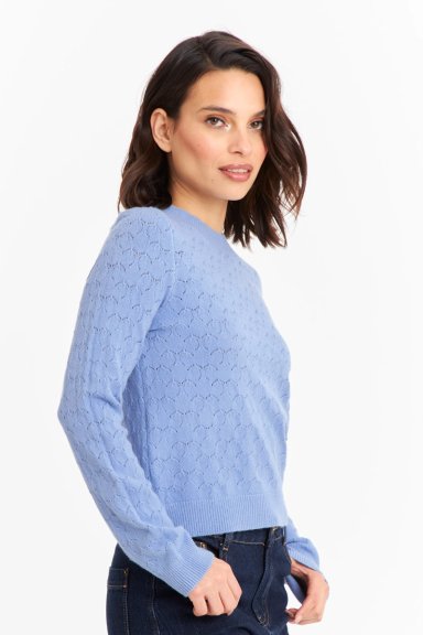SWEATER MUJER NICOPOLY CELESTE BÁSICO CUELLO REDONDO - 3