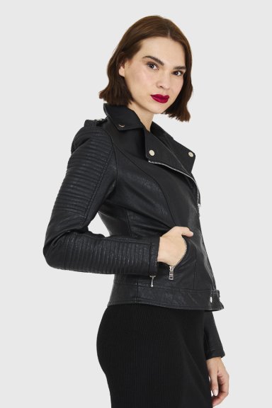 CHAQUETA BIKER NEGRO NICOPOLY - 3