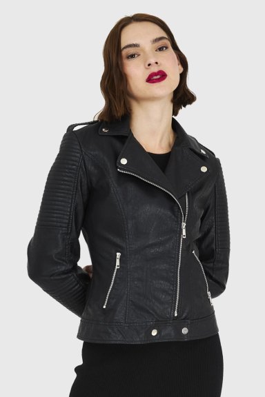 CHAQUETA BIKER NEGRO NICOPOLY - 5