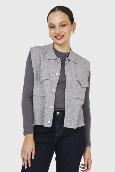 SWEATER GILET GRIS NICOPOLY - 1
