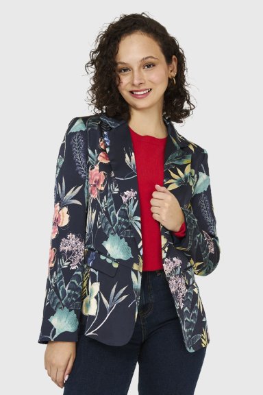BLAZER FLOREADO NEGRO NICOPOLY - 1