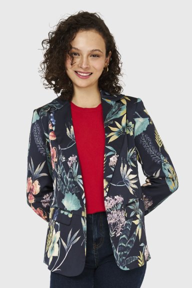 BLAZER FLOREADO NEGRO NICOPOLY - 5