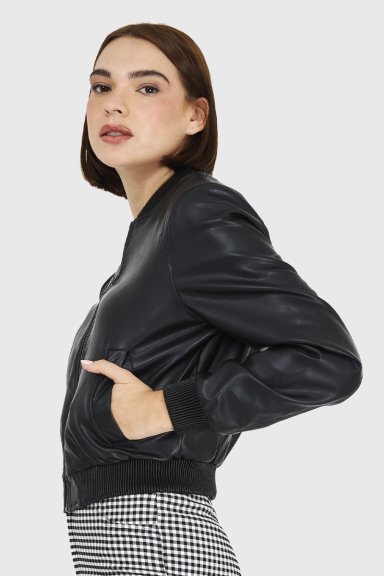BOMBER ECOCUERO NEGRO NICOPOLY - 3