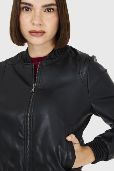 BOMBER ECOCUERO NEGRO NICOPOLY - 6