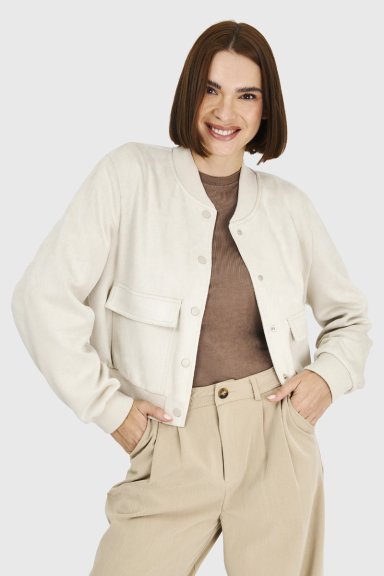BOMBER TIPO GAMUZA BLANCO INVIERNO INVIERNO NICOPOLY - 1