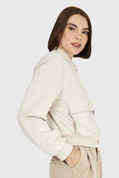 BOMBER TIPO GAMUZA BLANCO INVIERNO INVIERNO NICOPOLY - 3