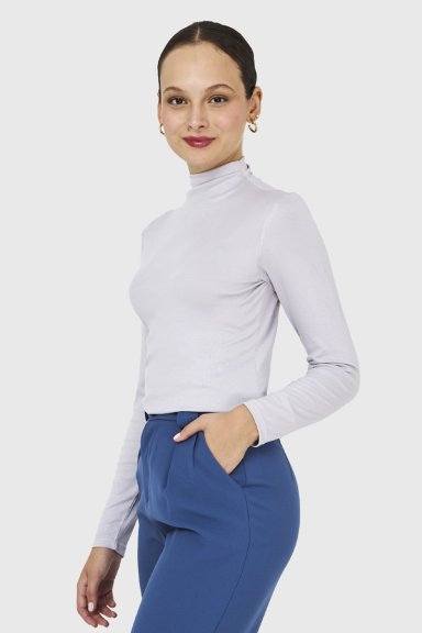 POLERA CUELLO ALTO GRIS NICOPOLY - 3