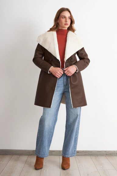 CHAQUETA ECOCUERO/TIPO PIEL CAFE  NICOPOLY - 1