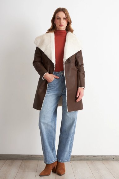 CHAQUETA ECOCUERO/TIPO PIEL CAFE  NICOPOLY - 2