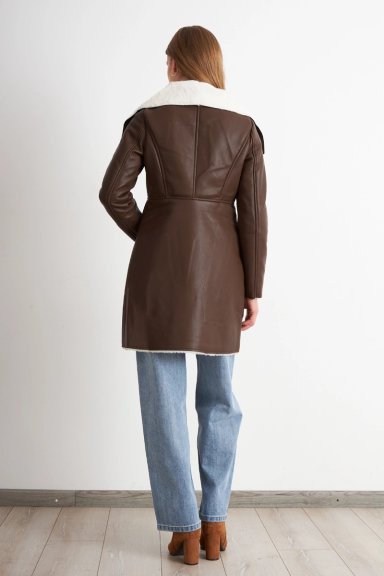 CHAQUETA ECOCUERO/TIPO PIEL CAFE  NICOPOLY - 4