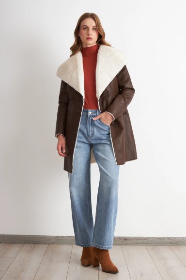 CHAQUETA ECOCUERO/TIPO PIEL CAFE  NICOPOLY - 5
