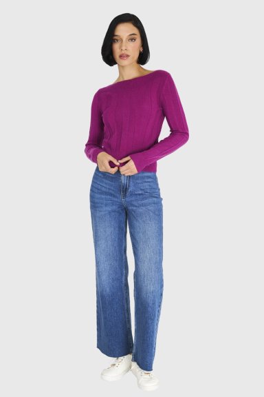 SWEATER ACANALADO CUELLO BOTE LILA NICOPOLY - 2