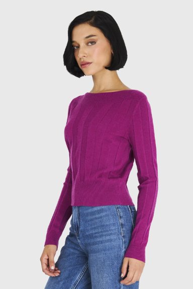 SWEATER ACANALADO CUELLO BOTE LILA NICOPOLY - 3