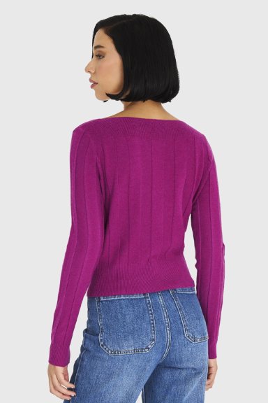 SWEATER ACANALADO CUELLO BOTE LILA NICOPOLY - 4