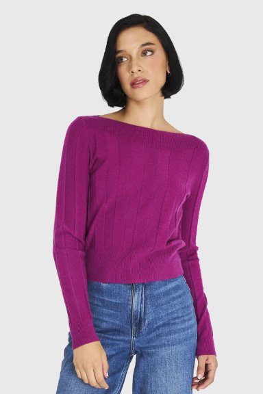 SWEATER ACANALADO CUELLO BOTE LILA NICOPOLY - 5
