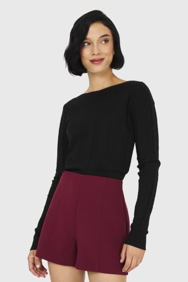 SWEATER ACANALADO CUELLO BOTE NEGRO NICOPOLY - 1