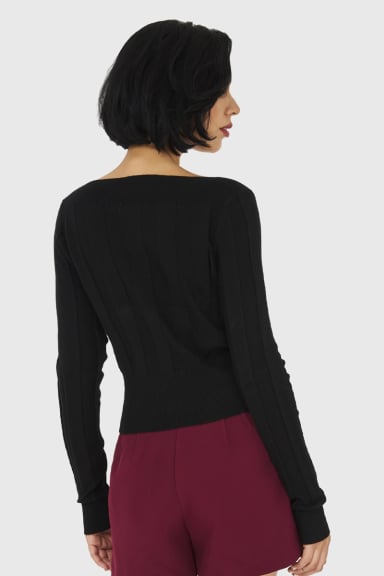 SWEATER ACANALADO CUELLO BOTE NEGRO NICOPOLY - 4