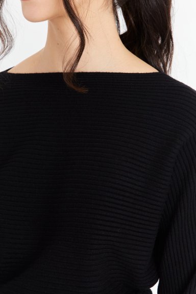 VESTIDO ACANALADO NEGRO CON CINTURON NICOPOLY - 6