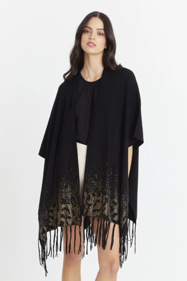 KIMONO NEGRO DETALLES FLECOS NICOPOLY - 1