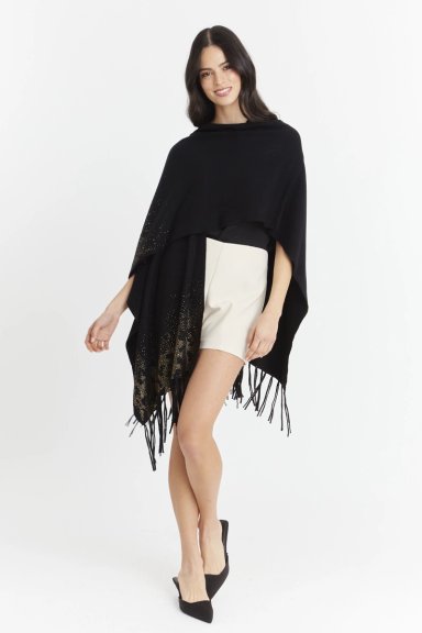 KIMONO NEGRO DETALLES FLECOS NICOPOLY - 2