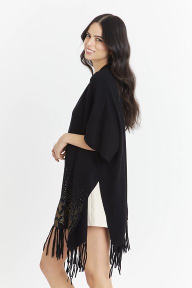 KIMONO NEGRO DETALLES FLECOS NICOPOLY - 3