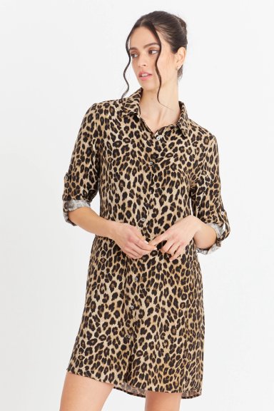 VESTIDO TIPO CAMISERO ANIMAL PRINT NICOPOLY - 1