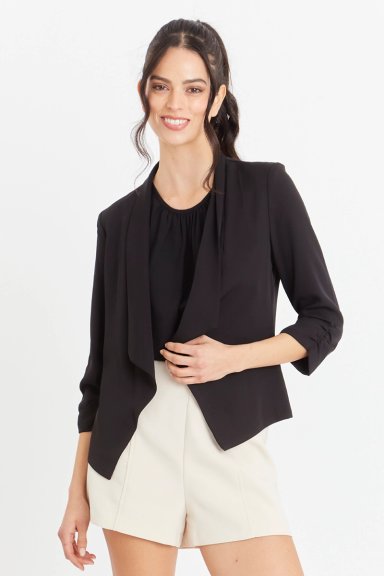 BLAZER MANGA DETALLE DRAPEADO NEGRO NICOPOLY - 1